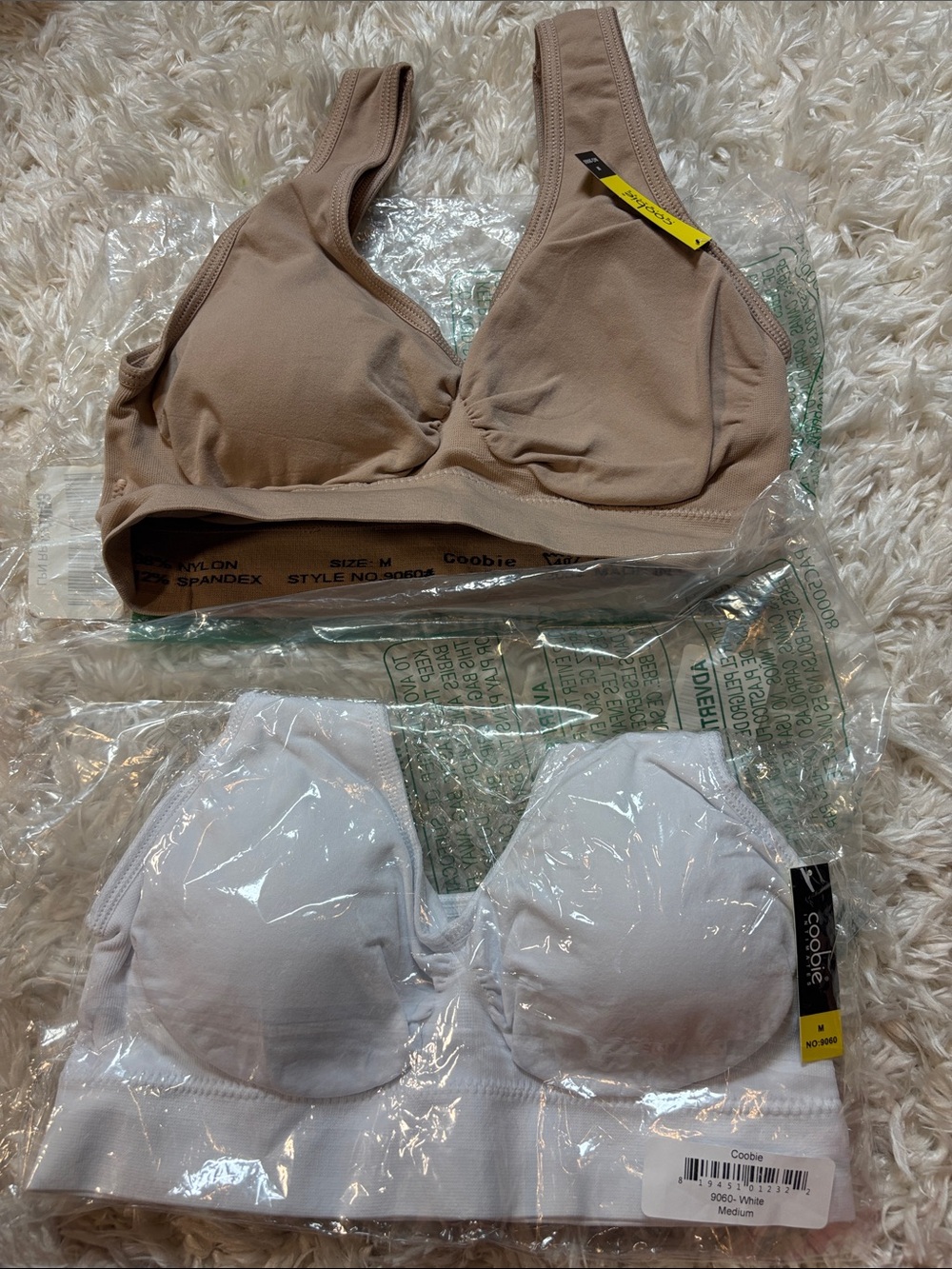 coobie Seamless Wireless Bras in Nude and White - 2-Pack-New-Medium
